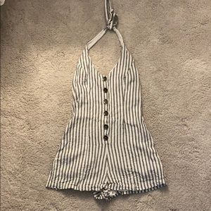Stripped halter neck romper